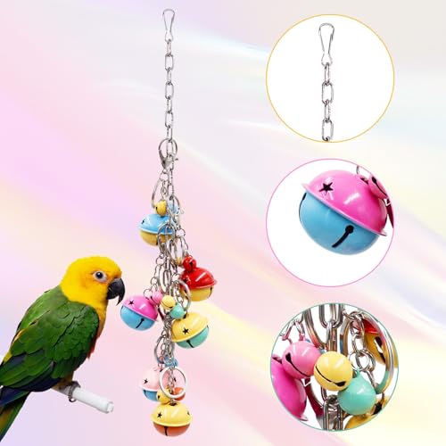 Image of Bird Toys, Bird Swing with Metal Coloful Bells, Bird Cage Accessories, Parakeet Toys, Parrot Toys for Budgie, Lovebird, Parakeet, Cockatiel, Quaker, Caique, Small to Medium Birds