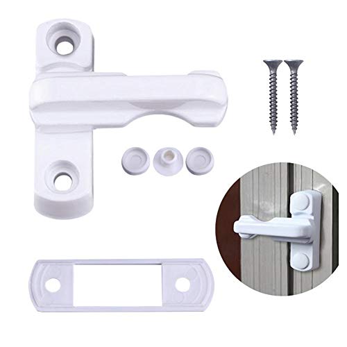 Comaie Candado de Ventana Ventanas con Cierre de Bloqueo Extra, Cierre de Apertura Exterior de plástico, Hebilla de Acero Tipo T, Carcasa de aleación de Aluminio antirrobo