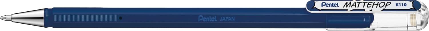 Pentel K110 MatteHop Gel Pen for Glossy & Photographic Paper, 1.0mm Tip, Navy Blue (Pack of 12)