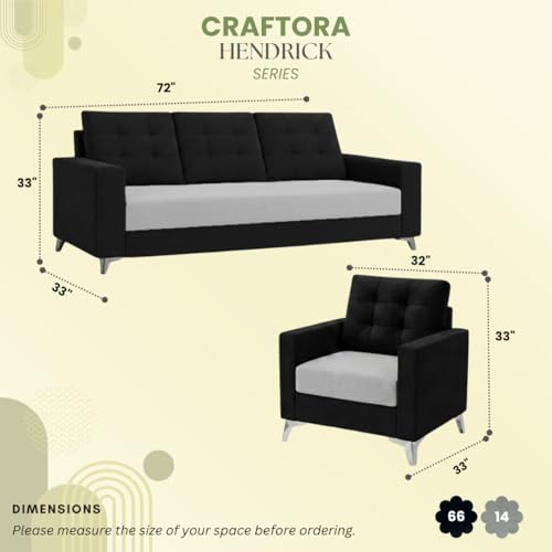 Image of Hakuna Plush Velvet 3 Seater + 1 Seater + 1 Seater Sofa Set | Silken Velvet Upholstery | Golden Legs | Designer Set for Living Room & Office Spaces (Light Gray- Black)