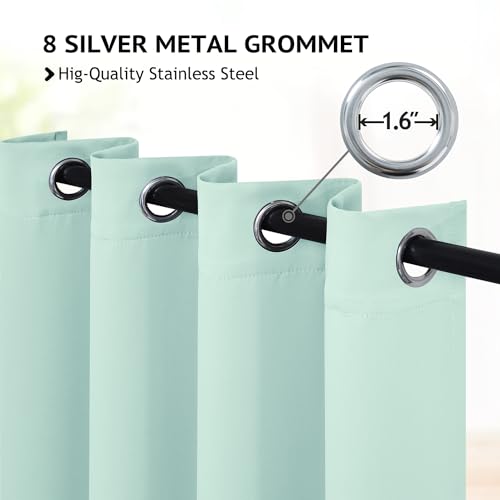 Image of COSVIYA Grommet Room Darkening Aqua Curtains 90 inch Long for Bedroom | Light Blocking Insulated Thermal Curtains for Living Room, Blackout Thick Polyester Window Drapes,52x90 inches, 2 Panels