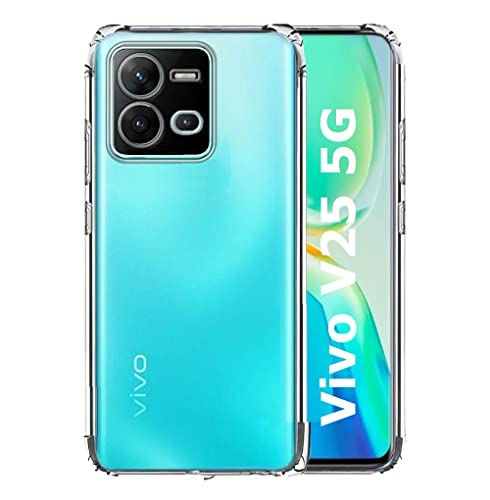 Image of REALCASE Crystal Clear Vivo V25 5G Back Cover Case | Protective Design Transparent Back Cover Case for Vivo V25 5G (Silicone)