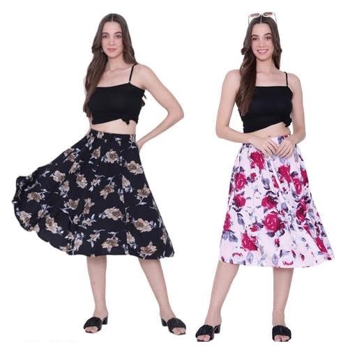 Mannatdiva Women Printed Knee-Length Skirt Elegant Fit Stylish Pattern Perfect for Office, Daily, and Outings Multi 3 40-image-49
