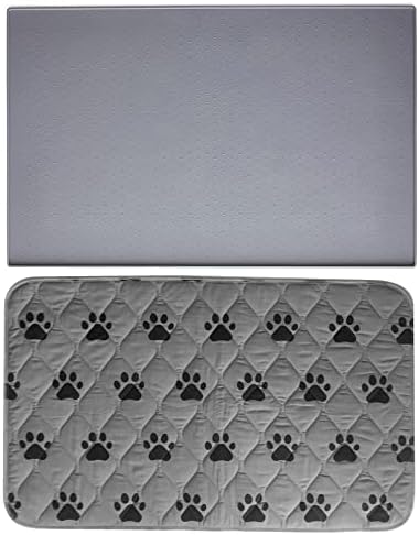Gorilla Grip Silicone Pet Feeding Mat and Reusable Waterproof Pet Pad, Feeding Mat is Size 18.5x11.5 in Gray Color, Washable Pad for Crates and Beds is Size 16x22, 2 Item Bundle image 5