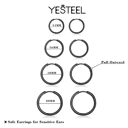 Image of 316L Surgical Steel Hoop Earrings, 6-20mm Huggie Hypoallergenic, Small Sleeper Mens Cartilage Earrings for Women 20G 18G