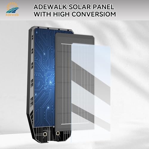 Image of 6000W Solar Street Lights Outdoor, 7000K Solar Light Outdoor LED Street Light Dusk to Dawn, LED Wide Angle Lamp with Motion Sensor and Remote Control, for Parking Lot, Yard, 2 Pack