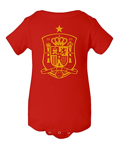 Flaura Europea Soccer 2020 Spain #15 Sergio RAMOS Jersey Style Little Infant Baby Short Sleeve Bodysuit (Red, 18M)