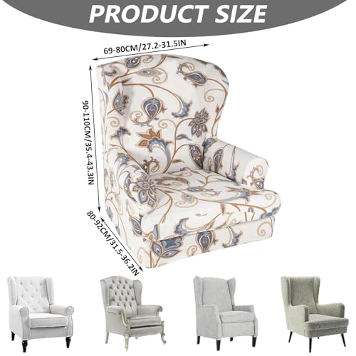 Funda para silla con respaldo elástico para sillón orejero 7