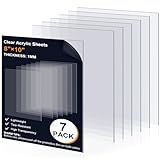 7 Pack 8'×10' Clear Transparent Plexiglass Sheets, 1/25” (1mm) Thick Plexiglass Sheets, Extrusion Process Acrylic Sheet for Photo Frame Glass Replacement, Art Protectors, DIY Craft Projects