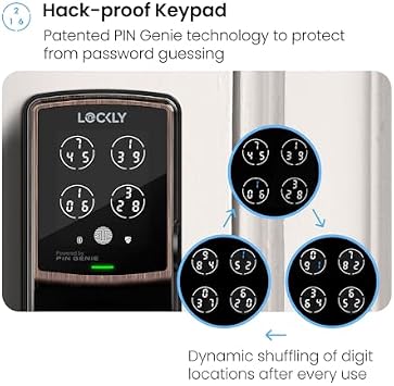 Lockly Secure Plus with Touchscreen Cover, Keyless Entry Door Lock, Smart Locks for Front Door, Smart Lock Deadbolt, PIN Genie Keypad, 3D Biometric Fingerprint Sensor, Auto Lock Smart Door Lock
