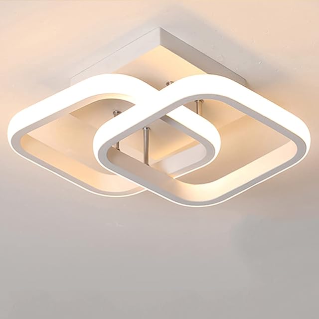 Ceiling Light Square Modern LED Aluminum White Black Small Ceiling Lamp for Entrance Hallway Office Bedroom Kitchen ceiling lights living room 22W Warm White Light (White)