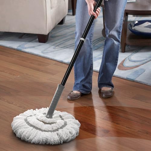 Image of KeFanta Self-Wringing Twist Mops for Floor Cleaning, Microfiber Floor mop with 57 inch Long Handle, Cotton Wet Mop for Hardwood Tile Kitchen Bathroom Patio Garage Commercial Household