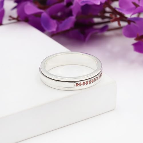 Bague de méditation en argent 925 et grenat pour retrouver la paix - 7
