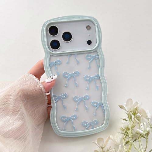 Coque ruban bleu iPhone 17 Pro Max esthétique pour femme