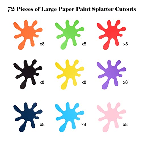 72 peças de recortes de respingos de tinta, papel multicolorido, decoração de festa, pintura artísti