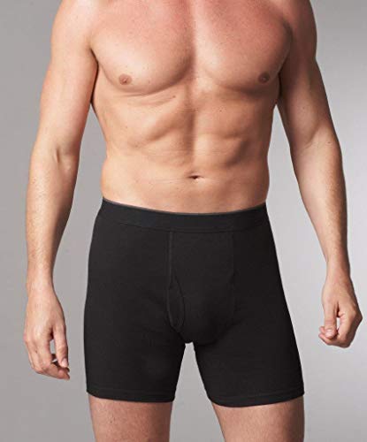 Safe-Dry Men's Incontinence Boxer - Waterproof, Stain-Resistant, Odor-Resistant, 100% Cotton with Functional Fly - Kleinert's (Black, Md Waist 34-36