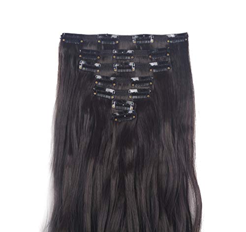 image for SLLIE 7Pcs 16 Clips Curly Straight Double Weft Clip in Hair Extension 