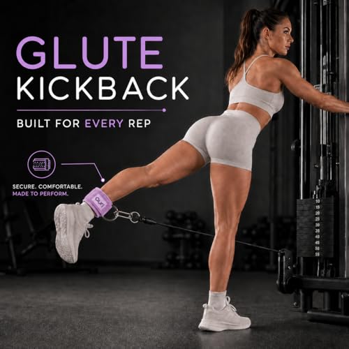 Auri Fit Padded Ankle Strap with Stainless Steel D-Ring - Plush, Luxury, Aesthetic Neoprene for Comfort and Support for Glute, Leg, & Booty Workouts - Cable Exercise Machines, Kickback, Leg Extension, Hip Abductor (Luna - Pair) - image 3