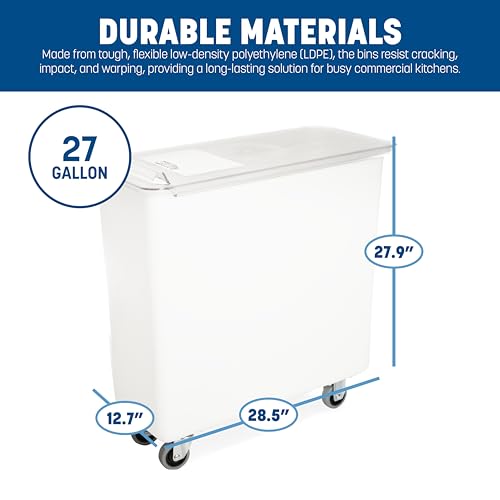 Image of Carlisle FoodService Products BIN2702 Portable Ingredient / Food Storage Bin with Sliding Lid, 27 Gallon, White