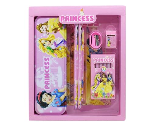 Image of Unicorn Stationary Kit with 1 Pencil Box Case 2 Pencils 6 Crayon Colors 2 Space Gel Pen 1 Ruler Scale Eraser Sharpener Kit for Kids (Character As Per Available)