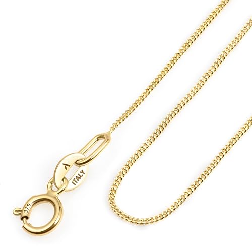 Amberta Allure Collier Pour Femme Chaîne En Or Jaune 9 Carats: Chaîne Gourmette de 0,8 mm - 40 cm