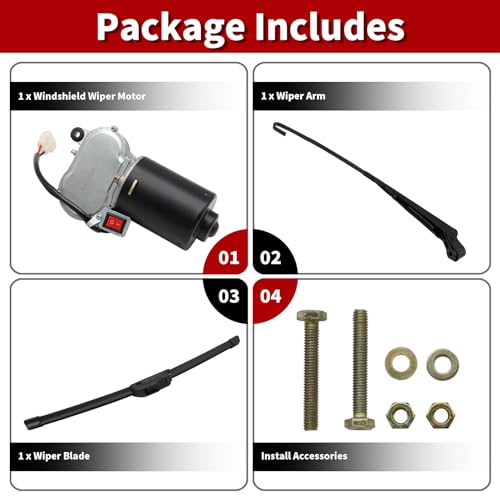 Image of Nakkaa 12V UTV Electric Windshield Wiper Motor Kit Compatible with Mule TERYX Ranger RZR RTV UXV General Pioneer Rhino Maverick X3