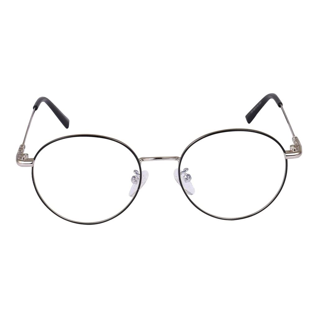 Roshfort Men Women Round Lightweight Spectacle Frame Eyeglasses UV Protection Anti Eye strain Computer Glasses (Silver Black, B-3) - Image 3 thumbnail