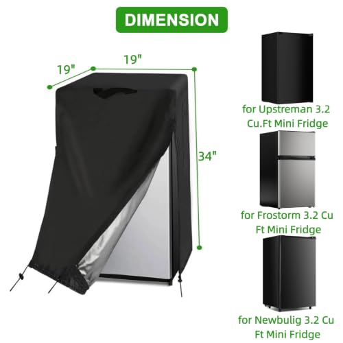Image of Mini Refrigerator Cover for Most 3.2 Cu Ft Single Door Beverage Fridge | 19x19x34,Waterproof Dustproof Heavy Duty Oxford Fabric,for Most 3.2 Cubic Feet Small Wine Freezer for Outside