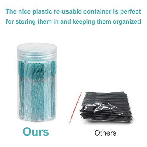 Image of CHEFBEE 100PCS Disposable Eyelash Spoolies Brush with Container, Blue