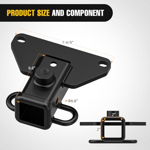 Image of Nilight 2 Inch Rear Trailer Hitch Receiver Class 3 Tow Towing Hitch & Cover Kit for Gladiator JT 2019 2020 2021 2022 2023 2024 2025 with Hitch Cover