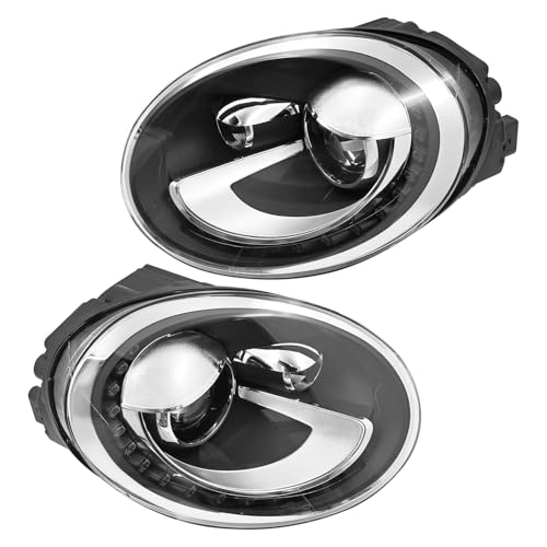 Chenheshor 8 Pins Upgraded Pair LED Headlight Assembly Compatible with Volkswagen Beetle 2014-2019 Driver & Passenger Side LED Headlamp w/High Low Beam DRL Fits for VW Beetle 2014-2019