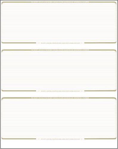 Business Voucher Check Stock - Computer Laser Checks - 3 Checks Per Page, 2500 Sheets/7500 Checks Gold Pinstripe