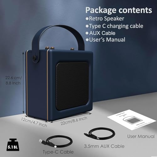 Image of LONPOO Portable Karaoke Machine for Adults and Kids | Build-in 3600mAh Rechargeable Battery,20 Watts RMS with Bluetooth,USB Playback,Aux-in, Microphone Not Included,Navy Blue