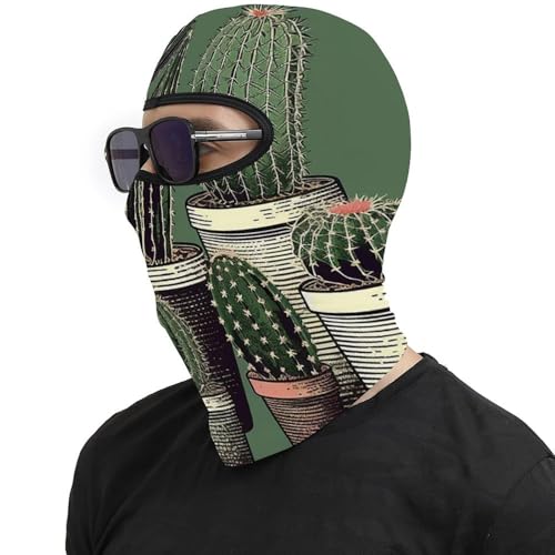 Pasamontaña térmico para hombre y mujer con estampado de cactus verde, máscara facial para esquí, motocicleta y clima frío miniatura 4