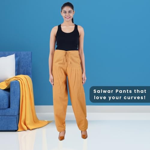 Image of Happy Bunny Salwar Pant - Modern Style Pure Cotton for Women - Ethnic Semi Patiala Trouser - Office,Home - All Day Comfort Wear with Drawstring