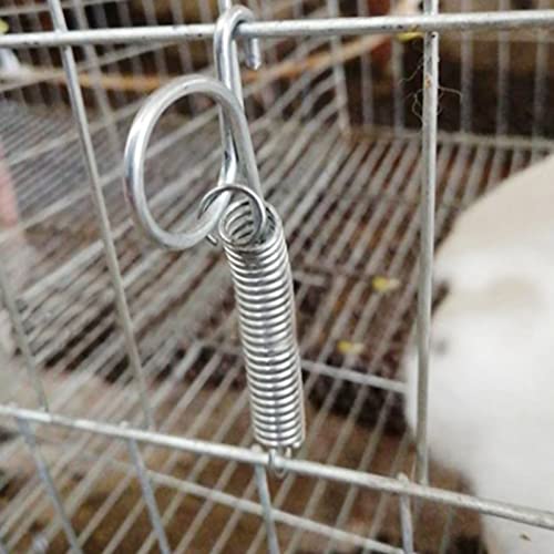 Image of Spring Cage Door Hook, Cage Door Spring Hook Metal Finger Spring Hook 20 PCS for Fixing Rabbit Pet Cage Door Farming Equipment(L)