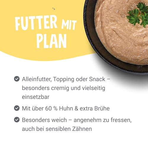 Pets Deli Silky Cream Katzen Nassfutter Quetschbeutel Huhn, schleckbar, geeignet für Katzen ohne Zähne, getreidefrei, ohne Zucker, 12x70g, Premium Qualität