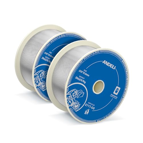 ANDELI Gasless Flux Core Welding Wire, E71TGS .030 & .035'' Diameter 2Lbs Low Splatter Mig Welding Wire (Flux-Cored Wire, 2 LB, .030''+.035'')