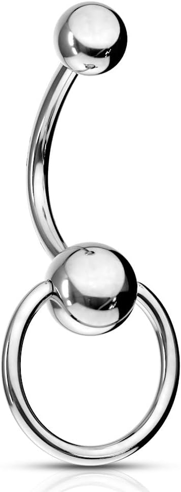 Pierced Owl 14GA 316L Stainless Steel Faux Captive Bead Ring Style Belly Button Ring