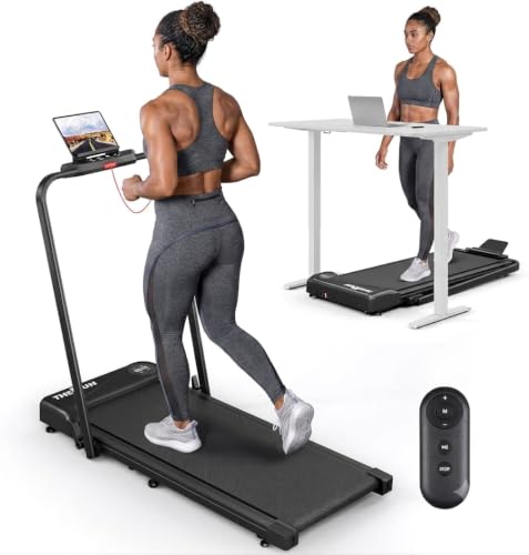 THERUN Walking Pad with Handle Bar, 2 in 1 Under Desk Portable Treadmill