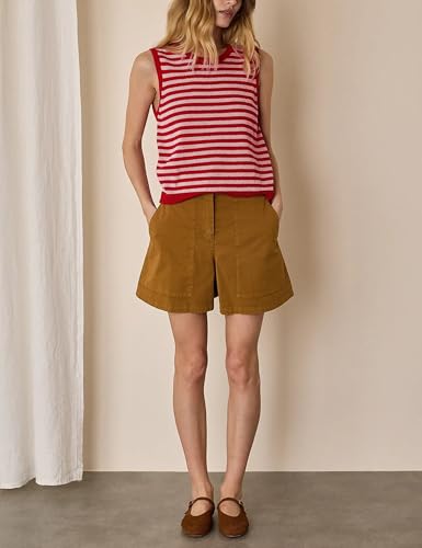 Image of Hongsui Women's Striped Color Block Sweater Vest Ribbed Knit Tank Tops Oversized Crewneck Pullover