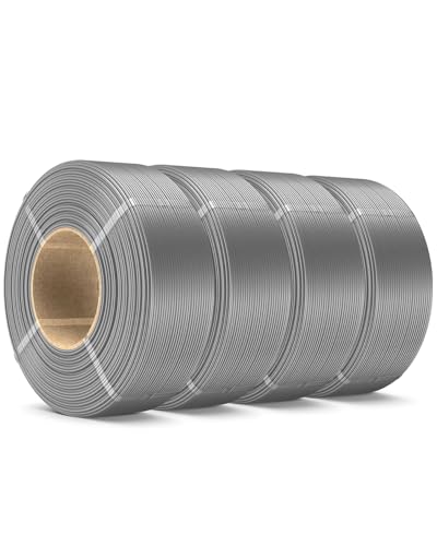 SUNLU PLA+ Filament 1,75 mm, 4 x 1 kg (4 kg) – Grau, vakuumverpackt, kompatibel mit Bambu Lab