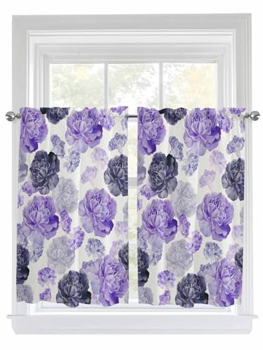 Epetloutys 2 Panels Rod Pocket Curtains, Purple Ombre Spring Floral