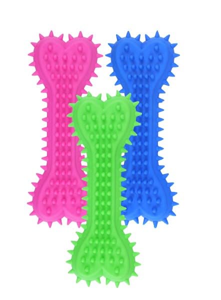 HENBRANDT 1 x Dog Bone Chew Toy 15cm Durable Rubber Bone Teething Toy Avaliable in Three Assorted Colours Chewy Bone for Dental Health Stress Relief and Oral Stimulation