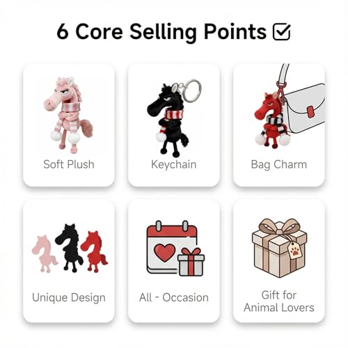 22cm Year of The Horse 2026 Lucky Mascot, Year of The Horse Gifts, Horse Plush Keychain Toy, Year of The Horse Decorations, Good Luck Guardian Plush Toy, Lucky Charm Symbolize, for Friends Family (B) - Image 3