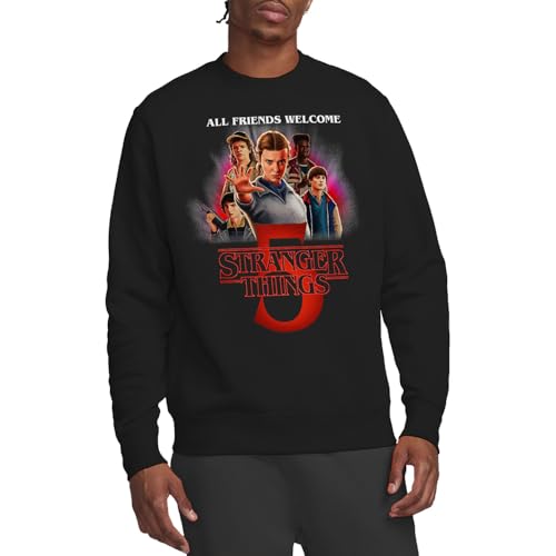 Sudadera Stranger Things Season Five unisex negra de algodón cómoda para fans