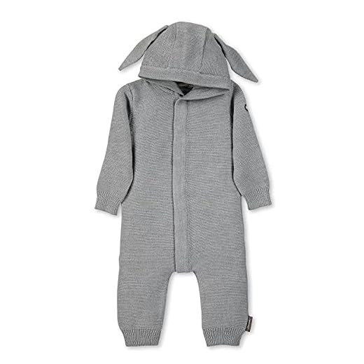 Sterntaler Unisex baby stickad hare ren ull overall, Silvermelerad, 56 cm