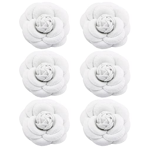 Image of Set of 6 Camellia Brooch Camellia Corsage Fabric Flower Hair Clip Artificial Flower Brooches Lapel Pin for Hat Bag Dress Suit, Exquisite Gifts for Women Girls Type 1