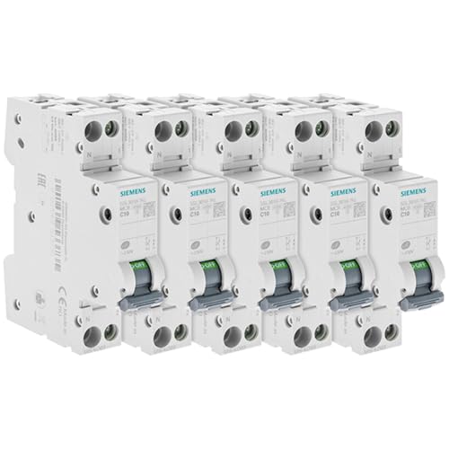 SIEMENS - Lot de 5 Disjoncteurs électriques phase + neutre 10A