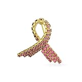 Bling Jewelry Gold Plated Rhinestone Breast Cancer Pink Ribbon Lapel Pin